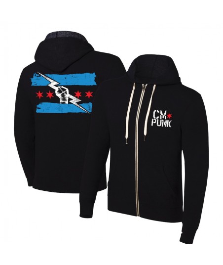 Men's Black Return of CM Punk Full-Zip Hoodie