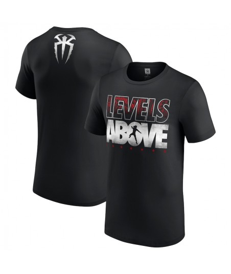 Men's Black Roman Reigns Levels Above T-Shirt