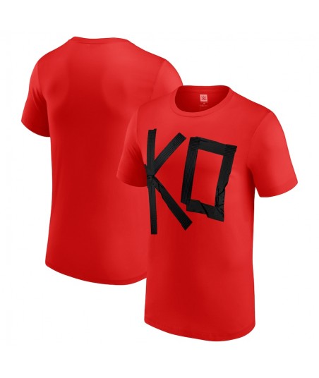 Men's Red Kevin Owens KO Black Tape T-Shirt