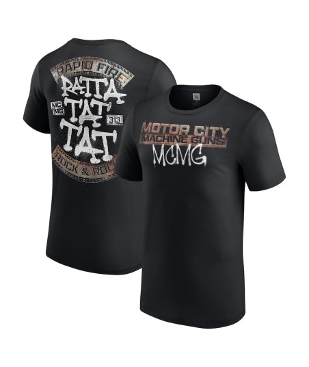 Men's Black Motor City Machine Guns Rapid Fire Rock N' Roll T-Shirt