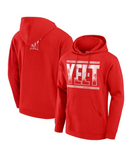 Men's WWE Authentic Red/White Jey Uso Yeet Pullover Hoodie