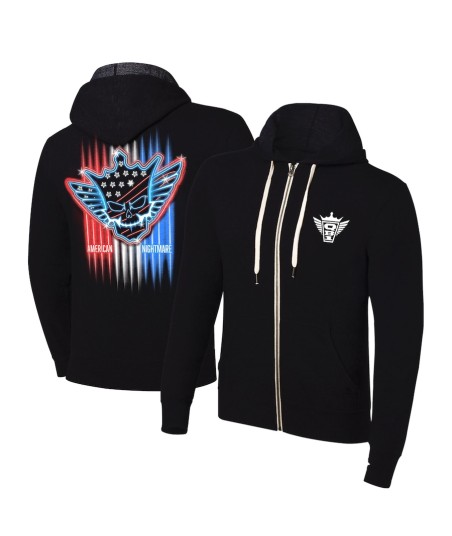 Men's Black Cody Rhodes Neon American Nightmare Full-Zip Hoodie