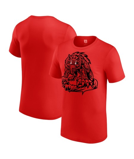 Men's Red Jacob Fatu Tribal Wolf T-Shirt