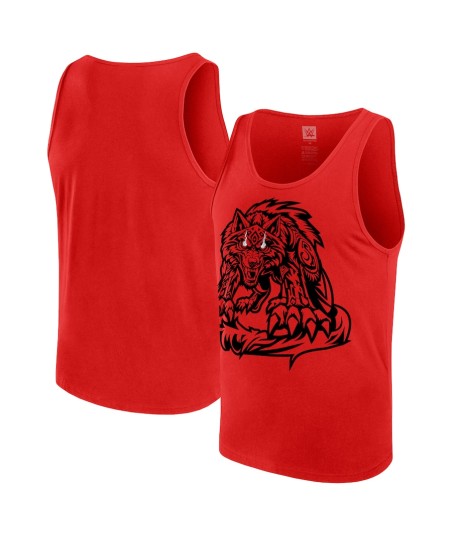 Men's Red Jacob Fatu Tribal Wolf Tank Top