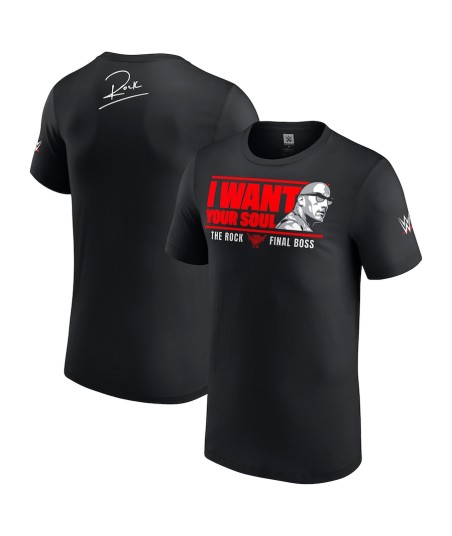 WWE The Rock I Want Your Soul T-Shirt - Black -Mens