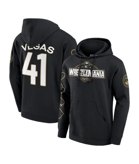 Men's Black WrestleMania 41 Event Logo Pullover Hoodie