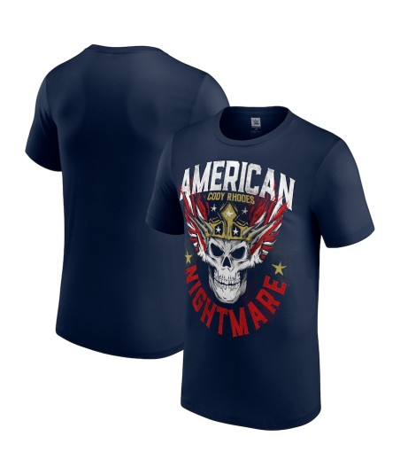 WWE Cody Rhodes Crowned Skull Americana T-Shirt - Navy - Mens