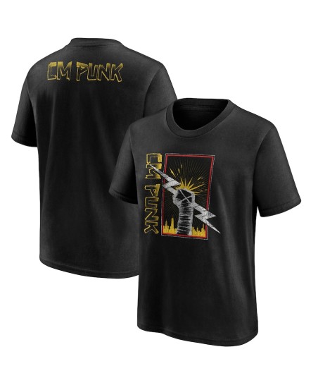 WWE CM Punk Chicago Fist T-Shirt - Black - Youth