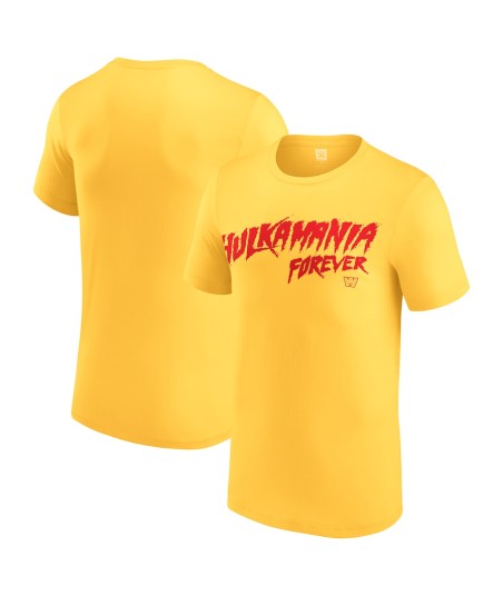 Men's Yellow Hulk Hogan Hulkamania Forever T-Shirt