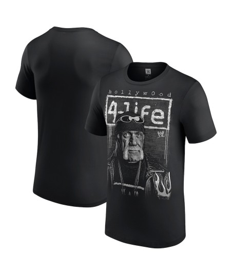 Men's Black Hulk Hogan Hollywood 4-Life T-Shirt