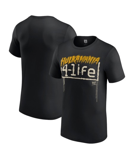 Men's Black Hulk Hogan Hulkamania 4-Life T-Shirt