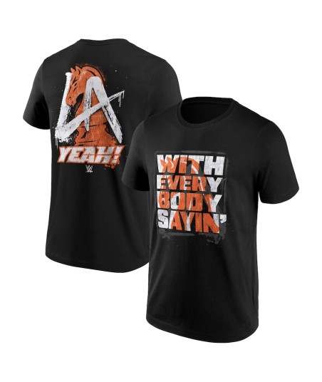 WWE LA Knight With Everybody Sayin' T-Shirt - Black - Mens