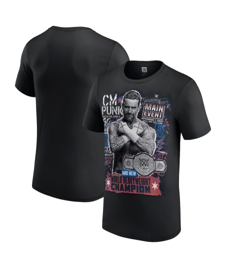 Men's Black CM Punk Saturday Night's Main Event Winner T-Shirt