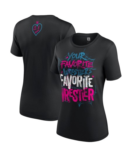 WWE AJ Lee Your Favourite Wrestlers Favourite Wrestler T-Shirt - Black - Womens