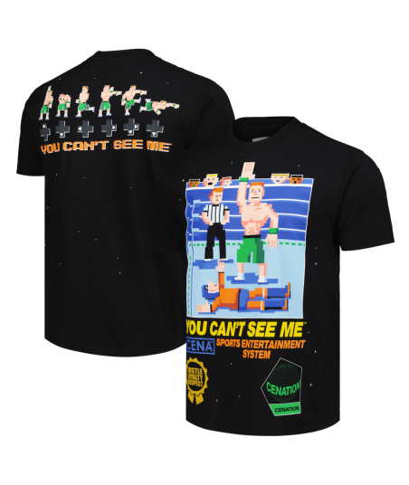 Men's Black John Cena Retro 8-Bit Boxy T-Shirt