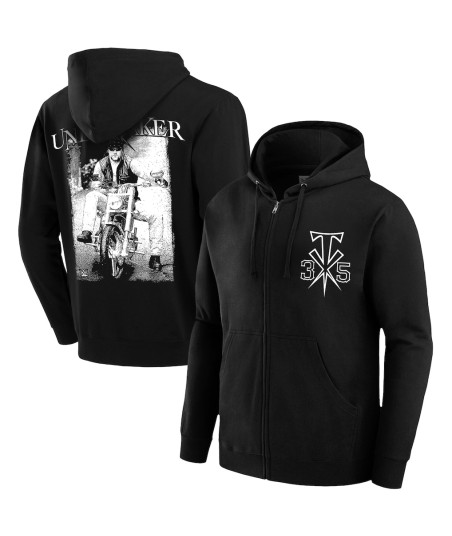 Men's Black The Undertaker 35 Years Biker Photo Full-Zip Hoodie