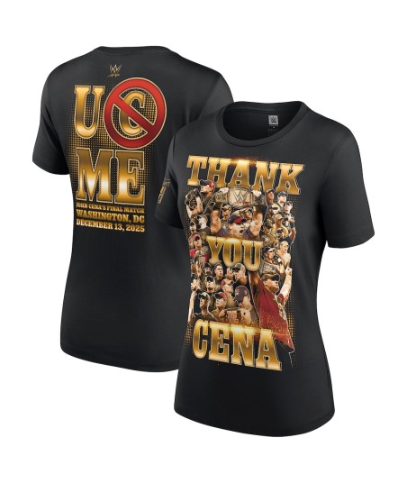 Women's Black John Cena Thank You Cena Gold T-Shirt