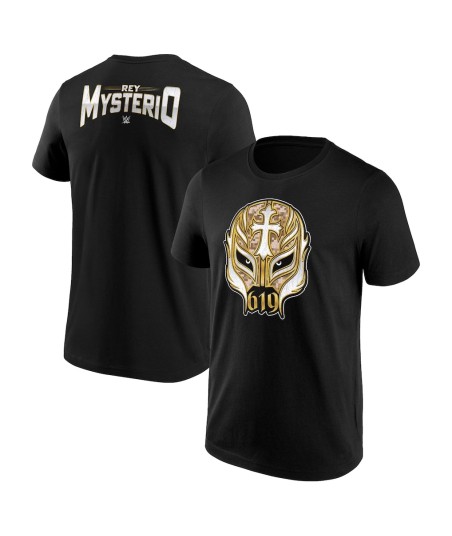 WWE Rey Mysterio Gold 619 Mask T-Shirt - Black - Mens