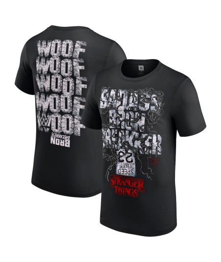 Men's Black Bron Breakker WWE x Stranger Things T-Shirt