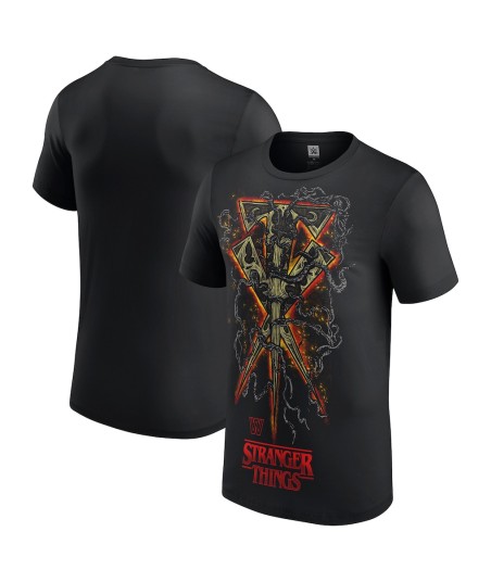 Men's Black The Undertaker WWE x Stranger Things T-Shirt