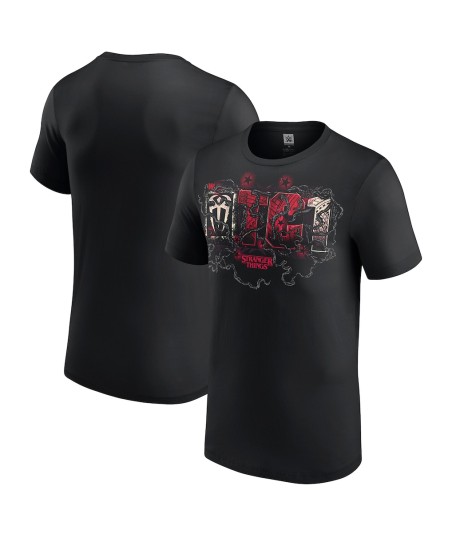 Men's Black Roman Reigns WWE x Stranger Things T-Shirt