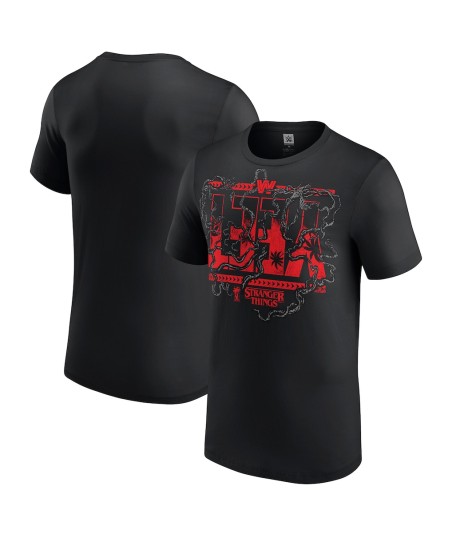 Men's Black Jey Uso WWE x Stranger Things T-Shirt