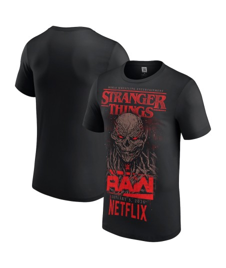 Men's Black RAW WWE x Stranger Things Vecna T-Shirt