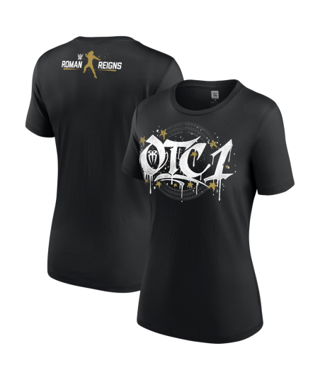 Women's Black Roman Reigns Gold OTC1 T-Shirt