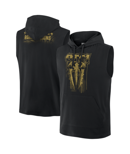 Men's Black Roman Reigns Gold OTC1 Sleeveless Hoodie