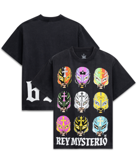 Men's Ripple Junction Black Rey Mysterio Masks Graphic T-Shirt