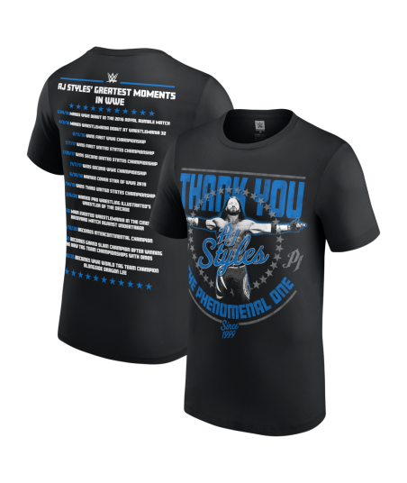 Men's Black AJ Styles Thank You Greatest Moments T-Shirt