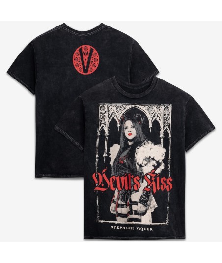 Men's Ripple Junction Black Stephanie Vaquer Devil's Kiss Medieval Gothic Arch Graphic T-Shirt