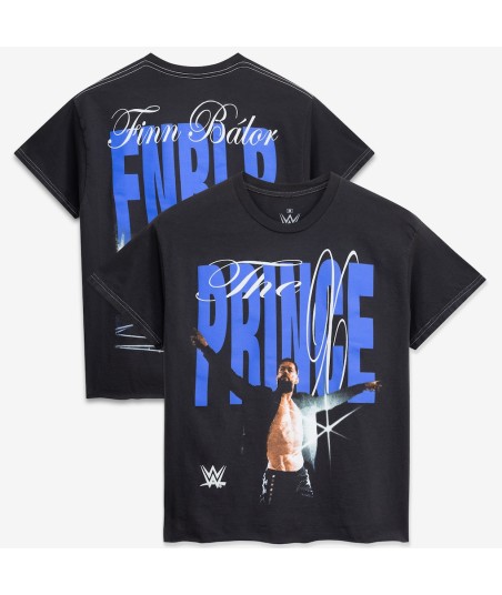 Men's Ripple Junction Black Finn Bálor Stretched Text Graphic T-Shirt