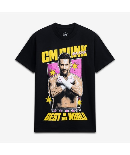 Men's Ripple Junction Black CM Punk Vintage Best in the World Graphic T-Shirt