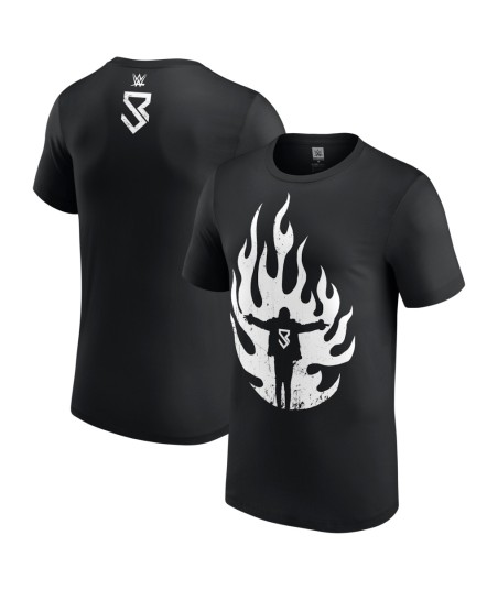 Men's Black Seth Rollins Flames T-Shirt