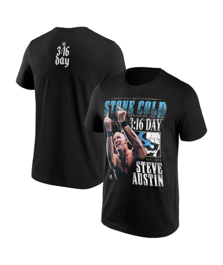 Stone Cold Steve Austin 3:16 Day 2026 Blue Flame Skull T-Shirt - Black - Mens