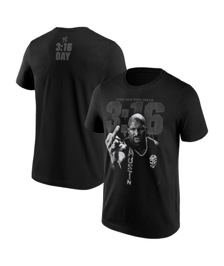 Stone Cold Steve Austin 3:16 Day 2026 B&W Photo T-Shirt - Black - Mens