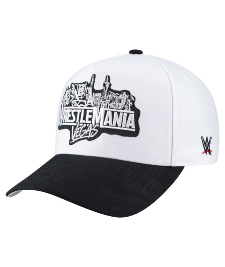 Men's Mitchell & Ness White/Black WrestleMania Vegas Pro Pinch Snapback Hat