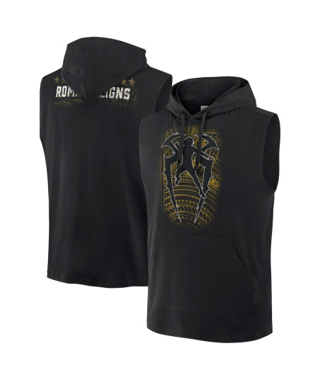 Men's Black Roman Reigns Tribal Logo Sleeveless Hoodie