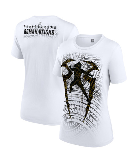 Women's White Roman Reigns Tribal Logo T-Shirt