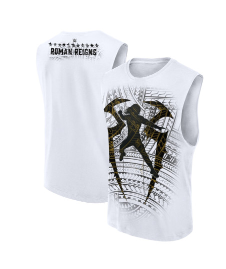 Men's White Roman Reigns Tribal Logo Muscle T-Shirt