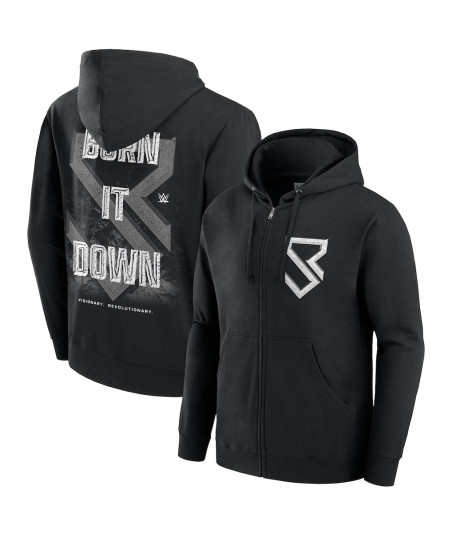 Men's Black Seth Rollins Burn It Down Full-Zip Hoodie