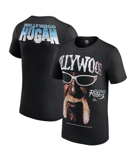 Men's Black Hulk Hogan Hollywood Rules T-Shirt