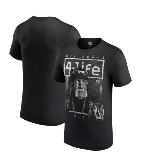 Men's Black Hulk Hogan Hollywood 4-Life T-Shirt