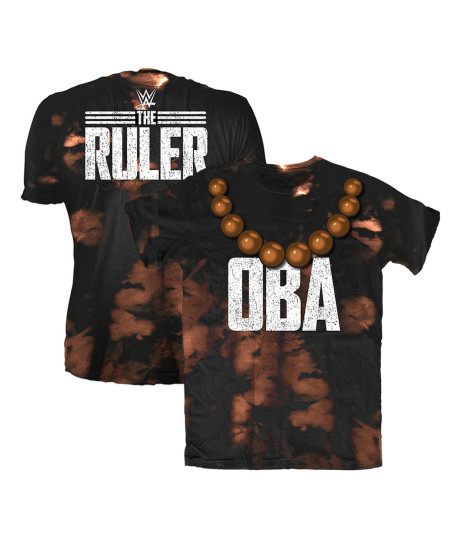 Men's Black Oba Femi Beaded Bleached T-Shirt