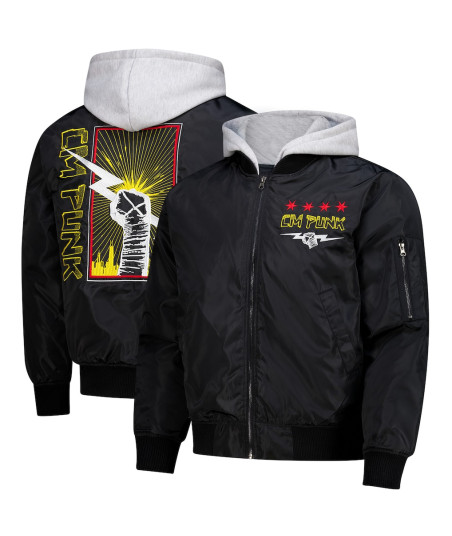 Men's Black CM Punk Hooded Bomber Jacket