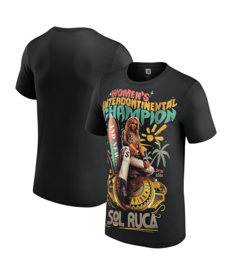 Men's Black Sol Ruca And New Intercontinental Champion Photo T-Shirt