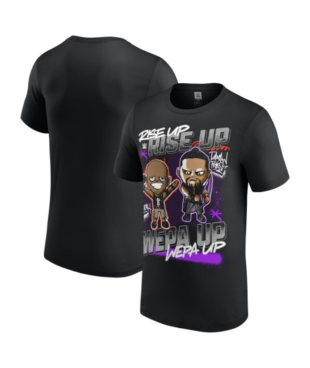 Men's Black Damian Priest & R-Truth Rise Up Wepa Up Cartoon T-Shirt