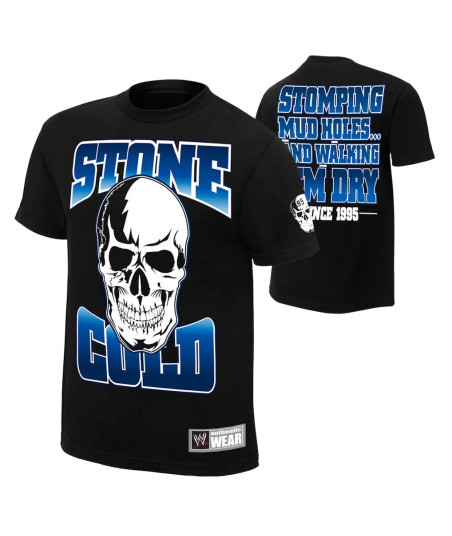 Men's Black "Stone Cold" Steve Austin Stomping Mud Holes Since 1995 Retro T-Shirt