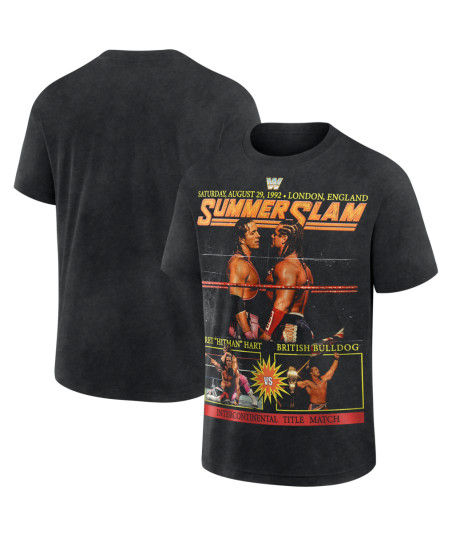 Men's Bret Hart vs. British Bulldog Black WWE SummerSlam 1992 T-Shirt